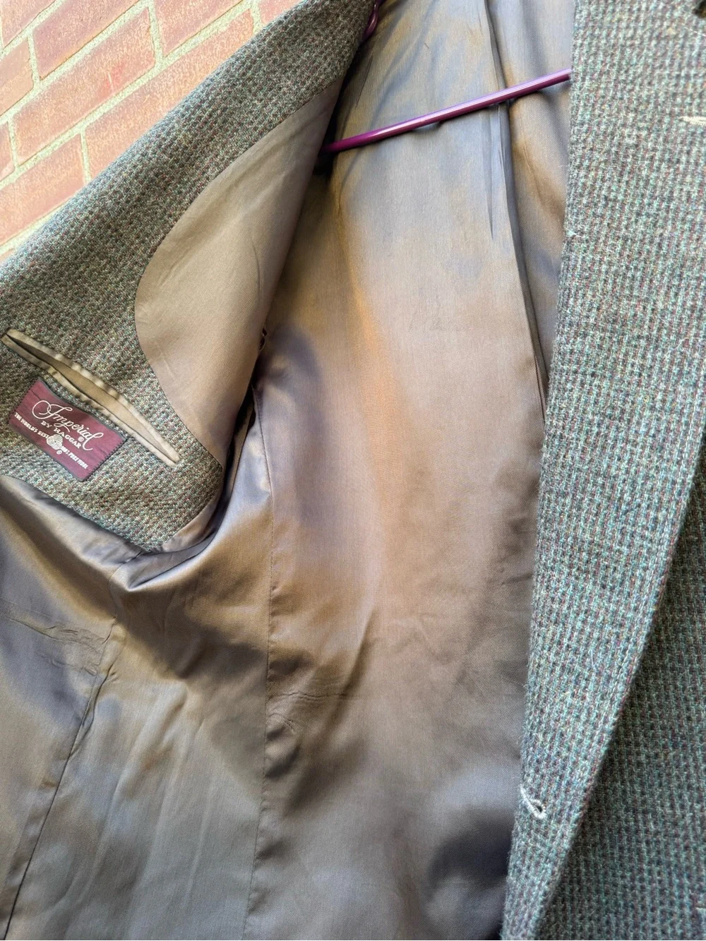 Vintage Imperial by Haggar 100% Pure Wool Tweed Blazer Sport Coat Brown